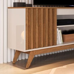 Rack para Sala Ripado para Tv 65 Polegadas Off White Freijo Malibu Germai - 3