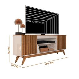 Rack para Sala Ripado para Tv 65 Polegadas Off White Freijo Malibu Germai - 4