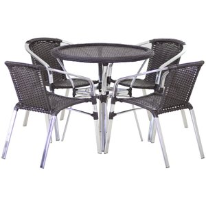 Jogo 4 Cadeiras Floripa e Mesa Com Tampo Tramado em Alumínio Piscina, Área, Jardim Trama Original