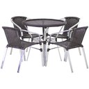 Ver imagem 1 de Jogo 4 Cadeiras Floripa e Mesa Com Tampo Tramado em Alumínio Piscina, Área, Jardim Trama Original