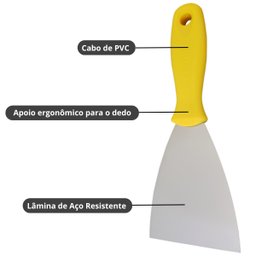 Espatula 6cm Aço Carbono Cabo Plástico Pvc Profissional | Fertak - 3