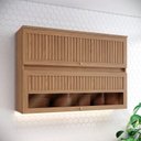 Ver imagem 1 de Armário Aéreo 2 Portas Basculante 120cm Ripado com Vidro Yasmin Espresso Móveis