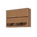 Ver imagem 2 de Armário Aéreo 2 Portas Basculante 120cm Ripado com Vidro Yasmin Espresso Móveis