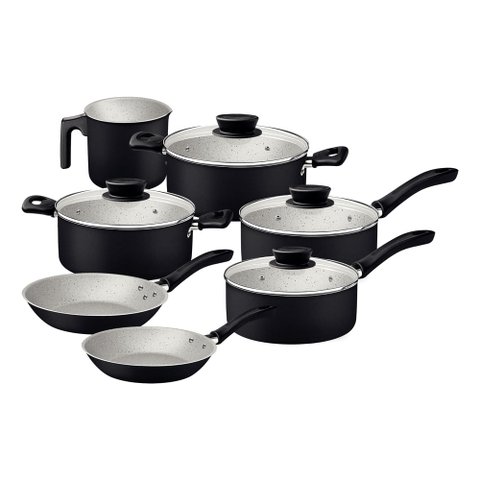 Jogo de Panelas Antiaderente Linz Tramontina Preto 7pçs