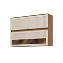 Ver imagem 2 de Armário Aéreo 2 Portas Basculantes Ripado com Vidro 120cm Yasmin Espresso Móveis