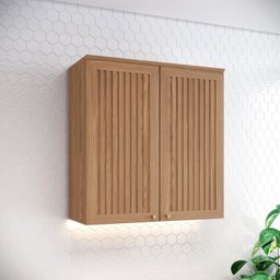 Armário Aéreo 2 Portas Ripado 80cm Yasmin Espresso Móveis - 1