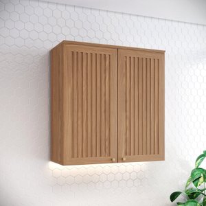 Armário Aéreo 2 Portas Ripado 80cm Yasmin Espresso Móveis