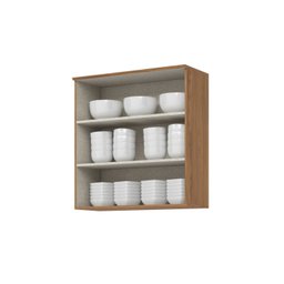 Armário Aéreo 2 Portas Ripado 80cm Yasmin Espresso Móveis - 4