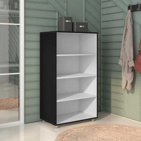 Armário Multiuso Calyn 2 Portas 3 Prateleiras MDP 60cm Preto AJL Móveis
