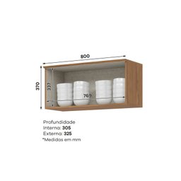 Armário Aéreo 1 Porta Basculante 80cm Yasmin Espresso Móveis - 3