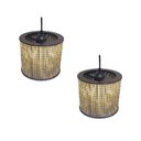 Ver imagem 1 de Kit 2 Lustre Pendente Moderno Luminária Rustica Bambu Frisos