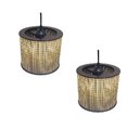 Ver imagem 1 de Kit 2 Lustre Pendente Moderno Luminária Rustica Bambu Frisos
