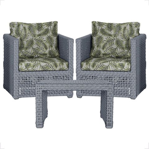 Mesa Centro e 2 Poltronas Madri Corda Náutica Estofado 5 Trama Original