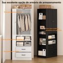 Ver imagem 7 de Guarda-roupa Compacto 2 Portas com 2 Gavetas, Cabideiro e Nichos Laterais Branco