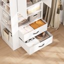 Ver imagem 2 de Guarda-roupa Compacto 2 Portas com 2 Gavetas, Cabideiro e Nichos Laterais Branco