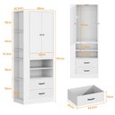 Ver imagem 5 de Guarda-roupa Compacto 2 Portas com 2 Gavetas, Cabideiro e Nichos Laterais Branco