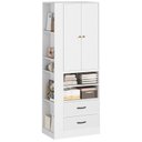 Ver imagem 3 de Guarda-roupa Compacto 2 Portas com 2 Gavetas, Cabideiro e Nichos Laterais Branco