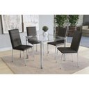 Ver imagem 1 de Sala de Jantar Completa Reno c/ Tampo Vidro 90cm + 4 Cadeiras Amsterdã Cromado/Courano Preto -