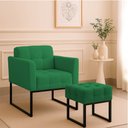 Ver imagem 1 de Poltrona Sala e Puff Decorativo Industrial Elisa Suede D03 - D’Rossi