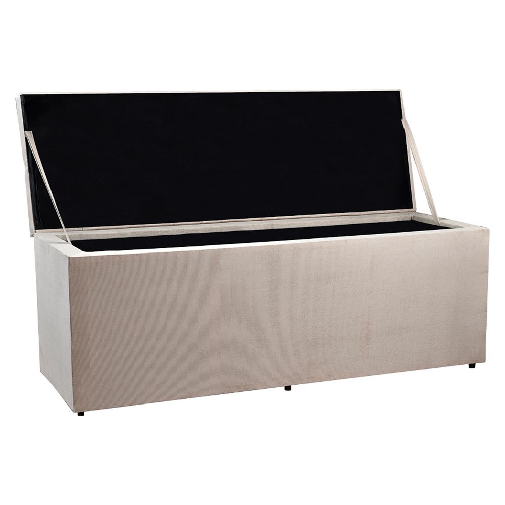 Calçadeira Recamier Baú Casal 1,40m Madrid Suede Bege - Pallazio - 4