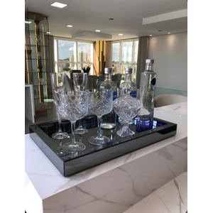Bandeja Grande Fumê Espelhada Luxo 60x35