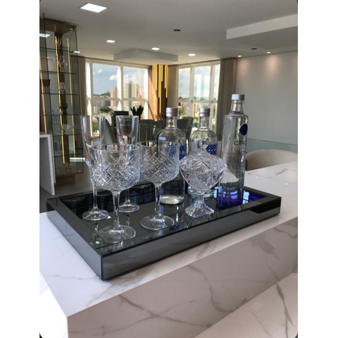 Bandeja Grande Fumê Espelhada Luxo 60x35