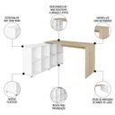 Ver imagem 3 de Mesa Escrivaninha em L Eron e Estante Livreiro 90x187cm Lean A06 Branco/carvalho - Mpozenato