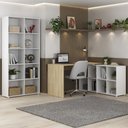 Ver imagem 2 de Mesa Escrivaninha em L Eron e Estante Livreiro 90x187cm Lean A06 Branco/carvalho - Mpozenato