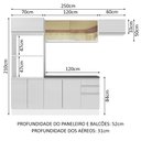 Ver imagem 4 de Armário de Cozinha Completa 100% MDF 250cm Frentes Branco Brilho Acordes Madesa 04