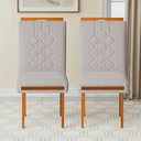 Ver imagem 2 de Kit 2 Cadeiras Estofadas de Jantar Tulipa - Mdf em Bouclê Pés em Madeira - Vintage Decor - Gelo
