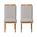 Ver imagem 1 de Kit 2 Cadeiras Estofadas de Jantar Tulipa - Mdf em Bouclê Pés em Madeira - Vintage Decor - Gelo