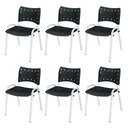 Ver imagem 1 de Cadeira Iso Base Branco Escola, Escritório Preto Kit 6 Un
