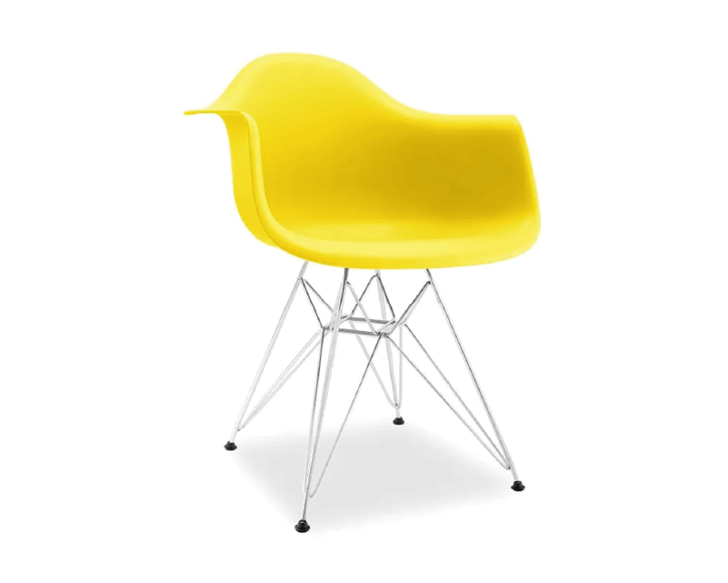 Sc-002a-m - Cadeira Modelo Eiffer com Encosto e Braços, em Plastico, Cor Amarela Bering - 1