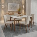 Ver imagem 1 de Conjunto de Jantar Mesa c/Vidro Donatella 4 Cadeiras Kalina - Soft Palha