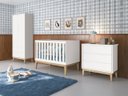 Ver imagem 1 de Jogo de Quarto para Bebê Completo 2 Portas Classic New Branco Fosco com Natural - Reller