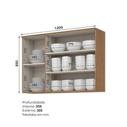 Armário Aéreo 3 Portas 120cm Yasmin Espresso Móveis - 3