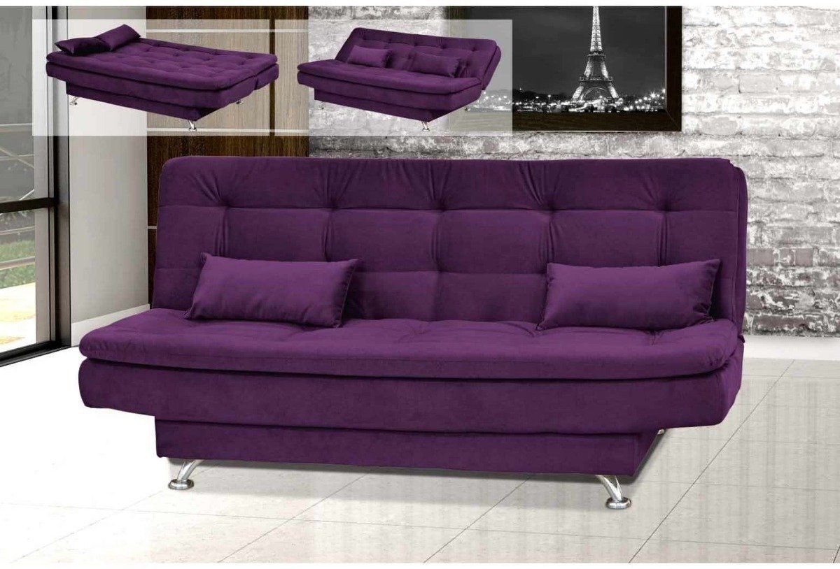 Sofá Cama Salomé Suede Vinho F 445 - Matrix - 1