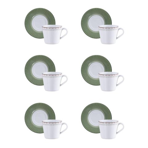 Conjunto 6 Xícaras 185ml e Pires Zenith Porcelana Tramontina