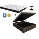 Ver imagem 1 de Cama Box Baú Casal Conforto Suede Marrom + Colchão Casal Conforto Espuma D33 17x138x188