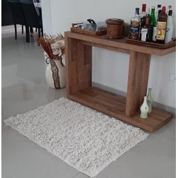 Tapete Algodão para Sala e Quarto - 0,50 x 1,00 - Cru - Pelo Alto - 3