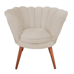 Kit 6 Poltronas Decorativa Pétala Clínicas e Base Madeira Maciça Estofado Veludo Bege - 2