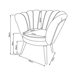 Kit 6 Poltronas Decorativa Pétala Clínicas e Base Madeira Maciça Estofado Veludo Bege - 5