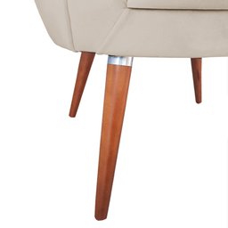 Kit 6 Poltronas Decorativa Pétala Clínicas e Base Madeira Maciça Estofado Veludo Bege - 4