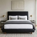 Ver imagem 5 de Cama Queen Nami com Cabeceira Estofada Pés Madeira MDF-MDP Preto Nexta Casa