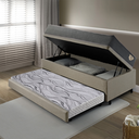 Ver imagem 3 de Bicama Box Baú Solteirão com Colchão Adapto Molas Ensacadas Ecoflex Linho Bege 96x203