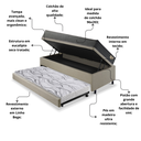 Ver imagem 5 de Bicama Box Baú Solteirão com Colchão Adapto Molas Ensacadas Ecoflex Linho Bege 96x203