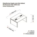 Ver imagem 3 de Estação de Trabalho Mesa Plataforma Escritório Dupla para 2 Pessoas com Caixa de Tomada Pé Painel Marrom/Noce Marromle/Preto