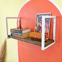 Ver imagem 2 de Prateleira de Ferro e Madeira Industrial de Parede Style 1 Prateleira 60cm Tabaco e Branco