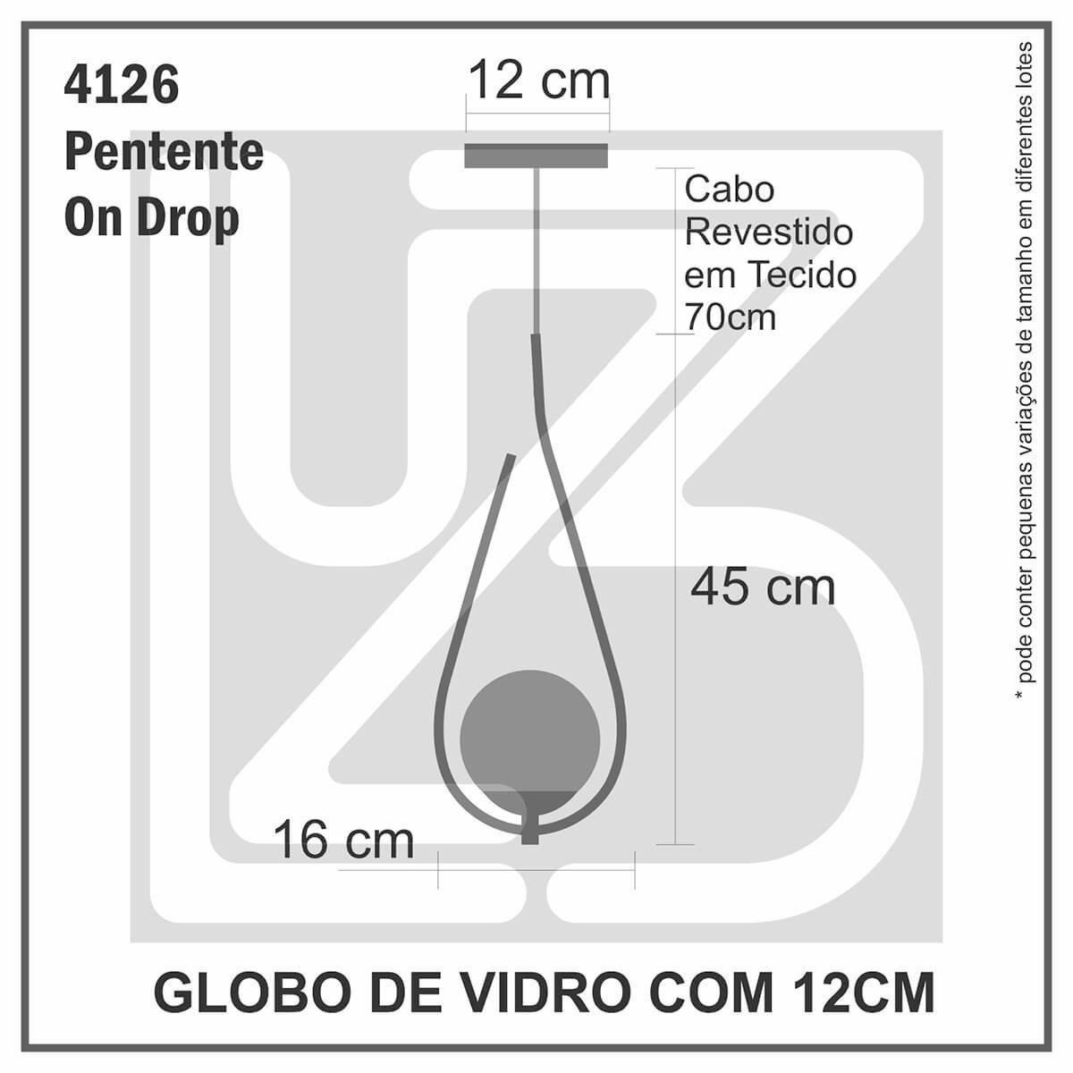 Lustre Pendente On Drop - Dourado com Globo de Vidro Branco - 4126-14-br - 6