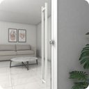 Ver imagem 2 de Puxador de Porta Branco Vidro Pivotante Madeira 70cm M.s